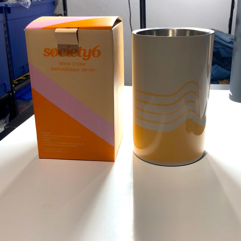 NIB Society6 beige and orange wine chiller